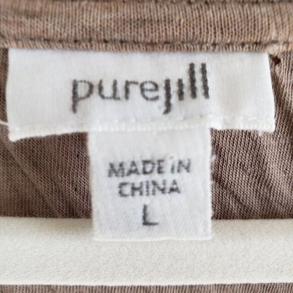 J.Jill PureJill Woman's Size L Wrinkle Look Tunic 100% Cotton Knit Tan Minimal - Picture 4 of 7